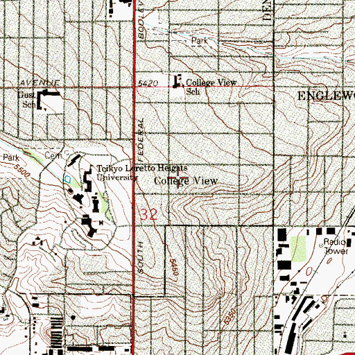 Topographic Map of College View, CO