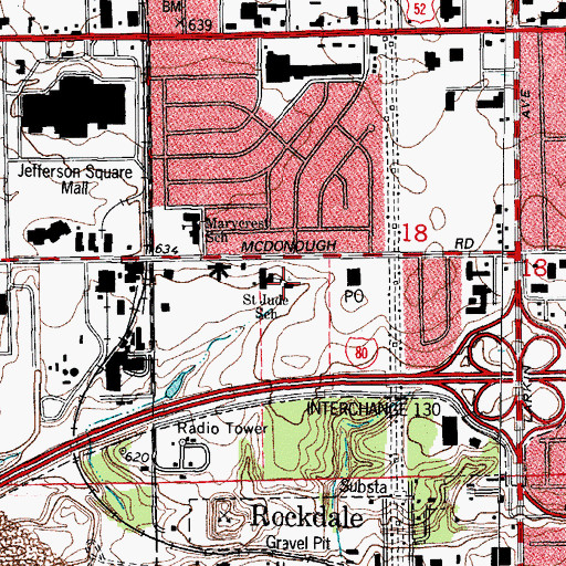 Topographic Map of Saint Judes Roman Catholic Church, IL