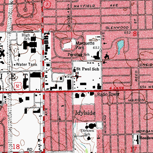 Topographic Map of Saint Paul the Apostle Roman Catholic Church, IL