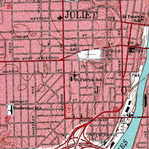 Topographic Map of Saint Patricks Roman Catholic Church, IL