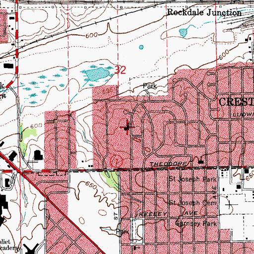 Topographic Map of Saint Ambrose Roman Catholic Church, IL