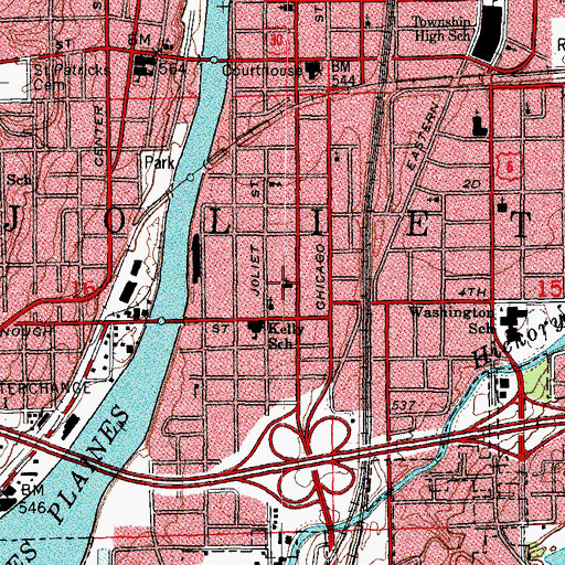 Topographic Map of Sacred Heart Roman Catholic Church, IL