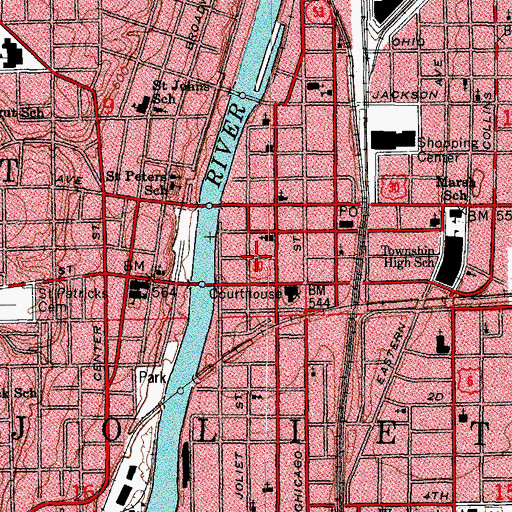Topographic Map of Christ Episcopal Church (historical), IL