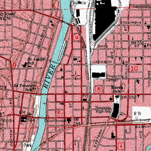 Topographic Map of Will County Administration Building, IL