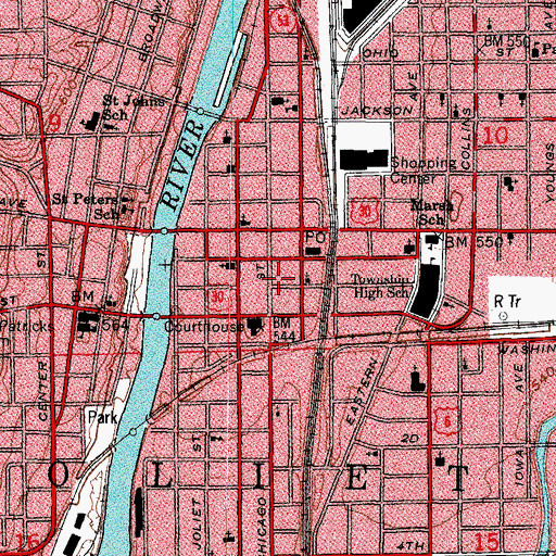 Topographic Map of Joliet Area Historical Society Museum, IL