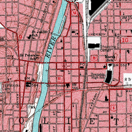 Topographic Map of Joliet Public Library, IL