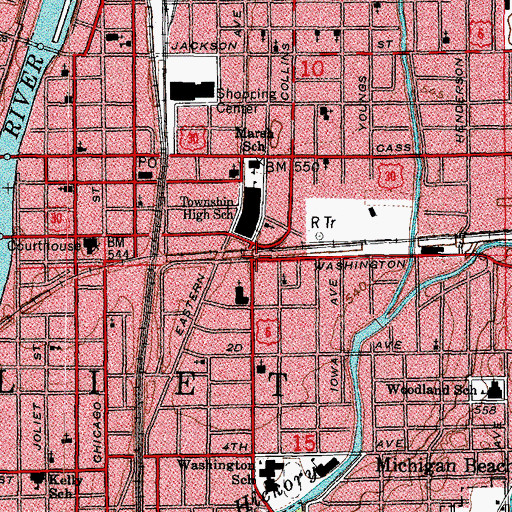 Topographic Map of Jacob Henry Mansion, IL