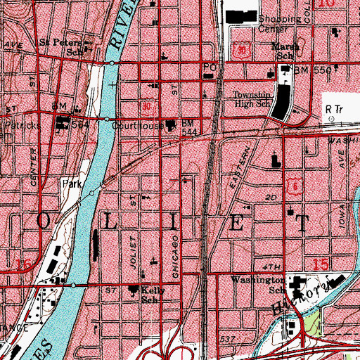 Topographic Map of Mount Olive Baptist Church, IL