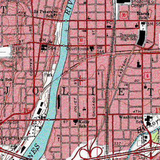 Topographic Map of Second Baptist Church, IL