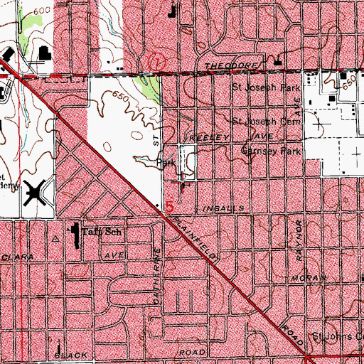 Topographic Map of Curtis Avenue Baptist Church, IL