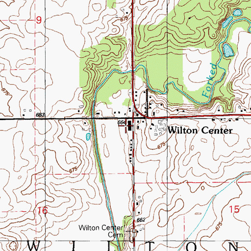 Topographic Map of Wilton Center Elementary School, IL
