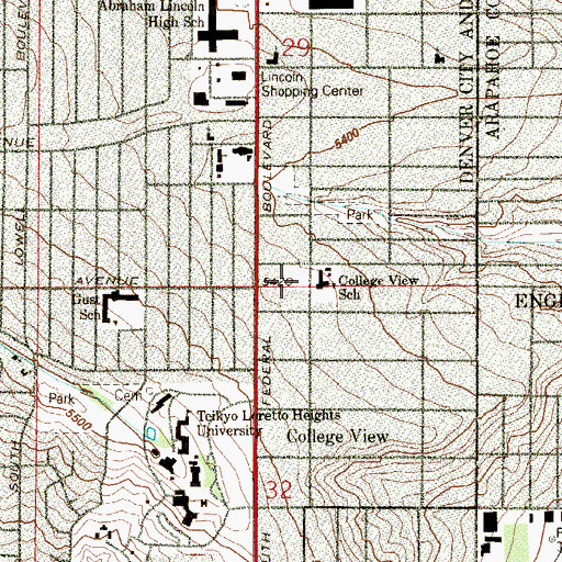 Topographic Map of College View Elementary School, CO