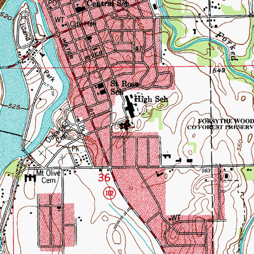 Topographic Map of L J Stevens Middle School, IL