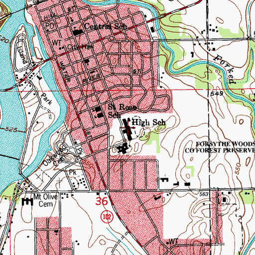Topographic Map of Wilmington High School, IL