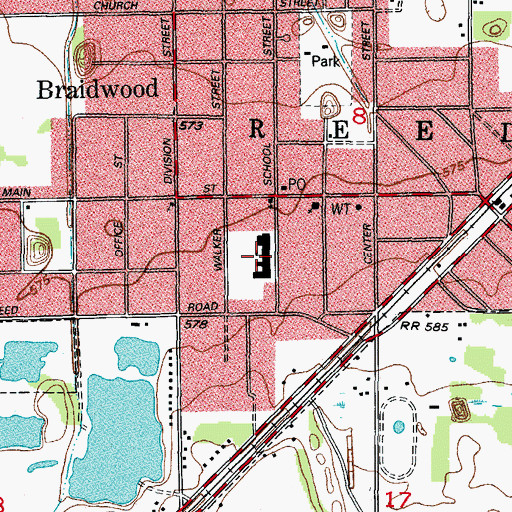 Topographic Map of Braidwood Elementary School, IL