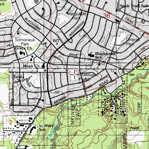 Topographic Map of Shabbona Park, IL