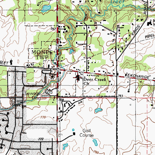 Topographic Map of Deer Creek Christian Church, IL
