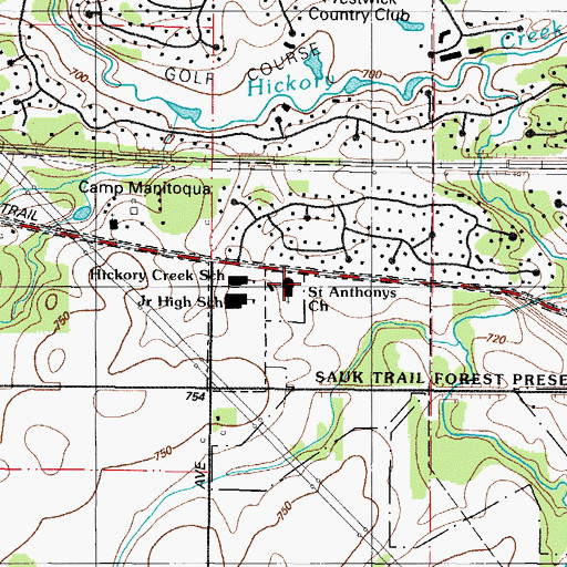 Topographic Map of Saint Anthonys Church, IL