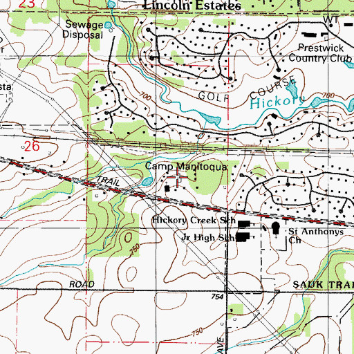 Topographic Map of Camp Manitoqua, IL