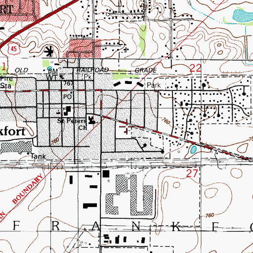 Topographic Map of Frankfort United Methodist Church, IL