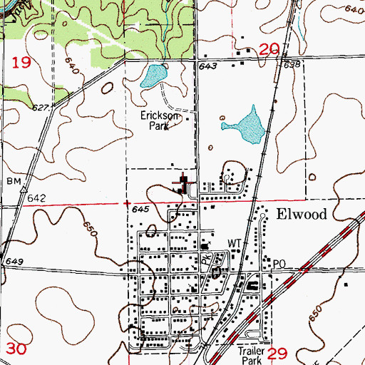 Topographic Map of Elwood Community Consolidated School, IL