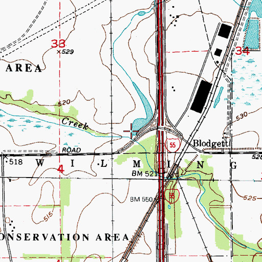 Topographic Map of Frontage Road Pond, IL