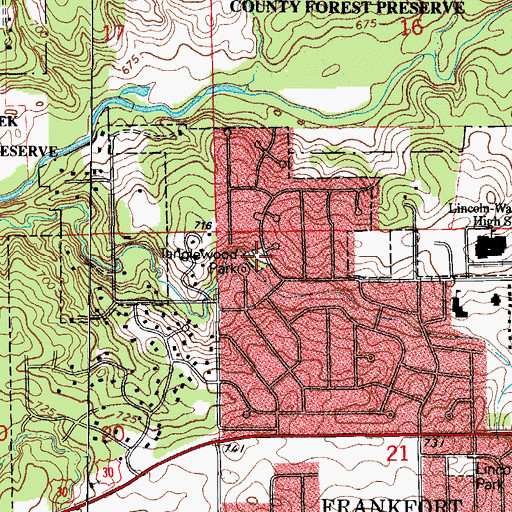 Topographic Map of Tanglewood Park, IL