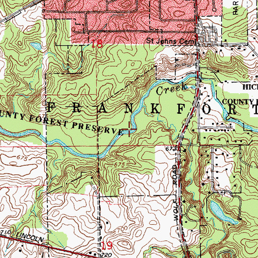 Topographic Map of Hickory Creek County Forest Preserve, IL