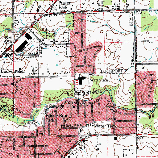 Topographic Map of Walsh Elementary School, IL
