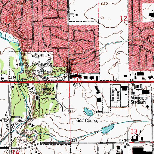 Topographic Map of Twin Oaks Place Shopping Center, IL