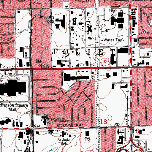 Topographic Map of Marycrest Shopping Center, IL