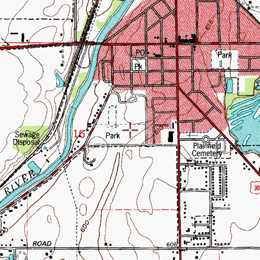 Topographic Map of Plainfield High School, IL