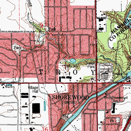 Topographic Map of Shorewood-Troy Public Library, IL