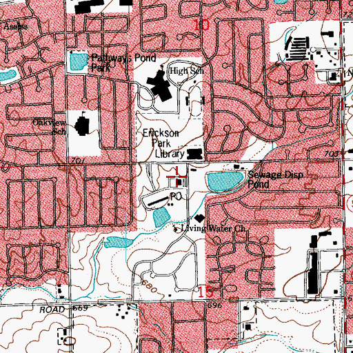 Topographic Map of Bolingbrook Post Office, IL