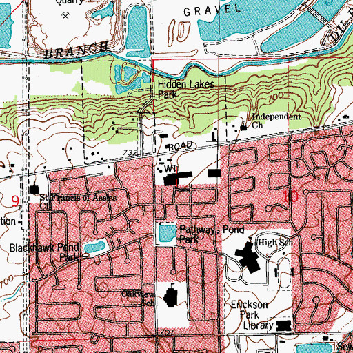 Topographic Map of Boughton Square Shopping Center, IL