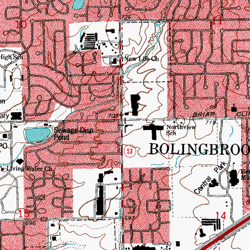 Topographic Map of Market Square Shopping Center, IL