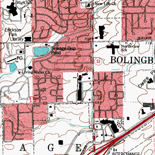Topographic Map of Pheasant Hill Plaza Shopping Center, IL
