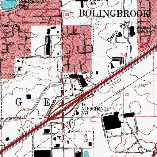 Topographic Map of Bolingbrook Commons Shopping Center, IL