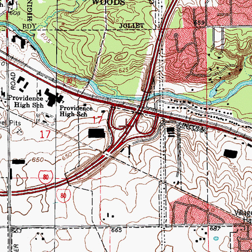 Topographic Map of Interchange 137, IL