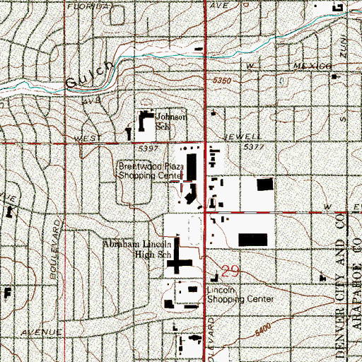 Topographic Map of Brentwood Plaza Shopping Center, CO