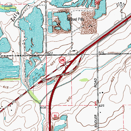 Topographic Map of Interchange 261, IL