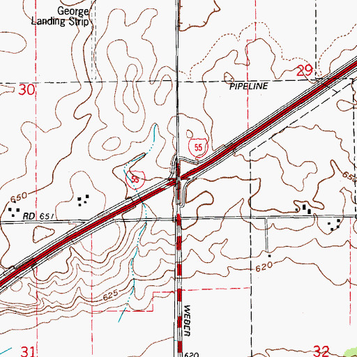 Topographic Map of Interchange 263, IL
