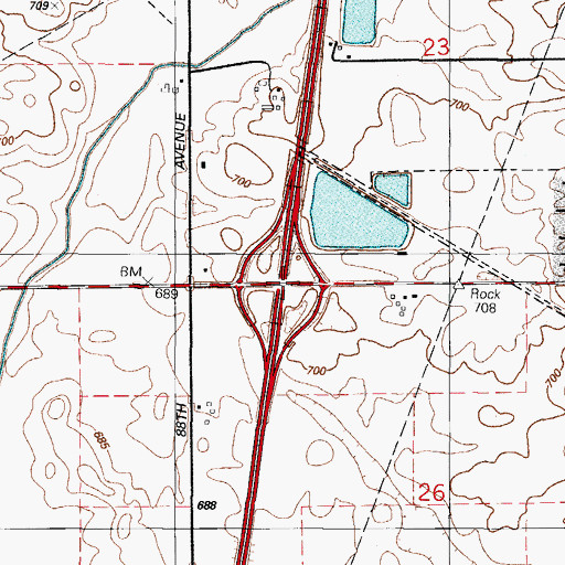 Topographic Map of Interchange 327, IL