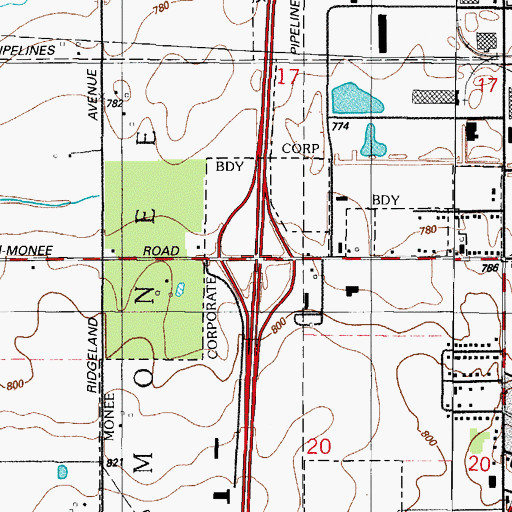Topographic Map of Interchange 335, IL