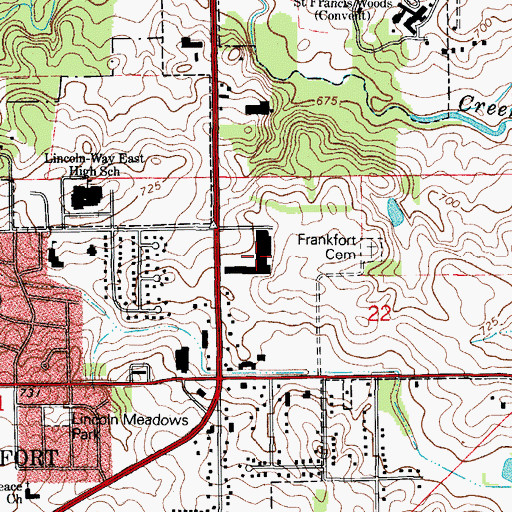 Topographic Map of Frankfort Town Center Shopping Center, IL