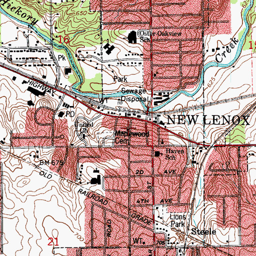 Topographic Map of Grace Episcopal Church, IL