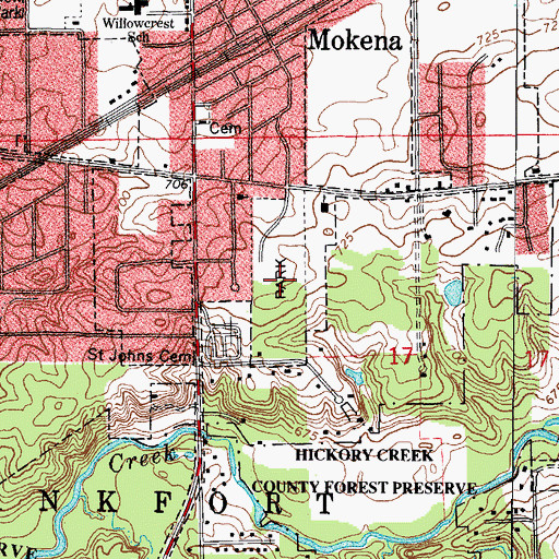 Topographic Map of Mokena Park, IL