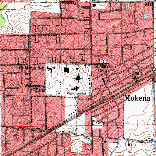 Topographic Map of Mokena Elementary School, IL