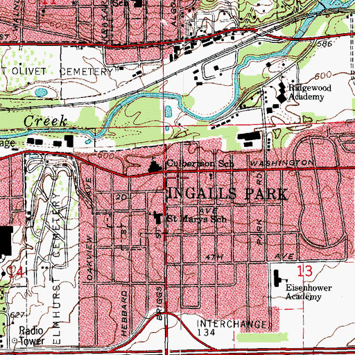 Topographic Map of Ingalls Park United Methodist Church, IL