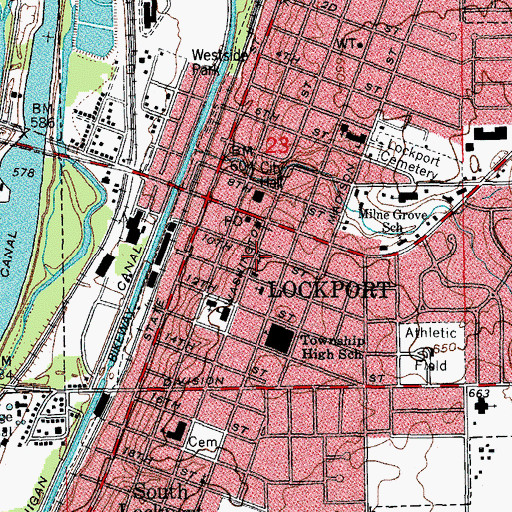 Topographic Map of First United Methodist Church of Lockport, IL